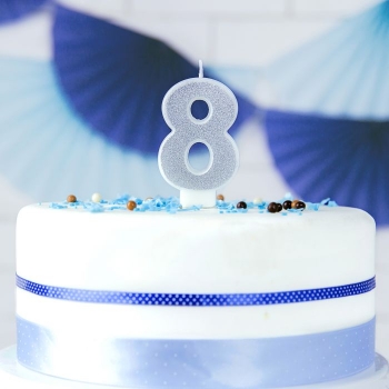 Number Candle - 8 - Silver